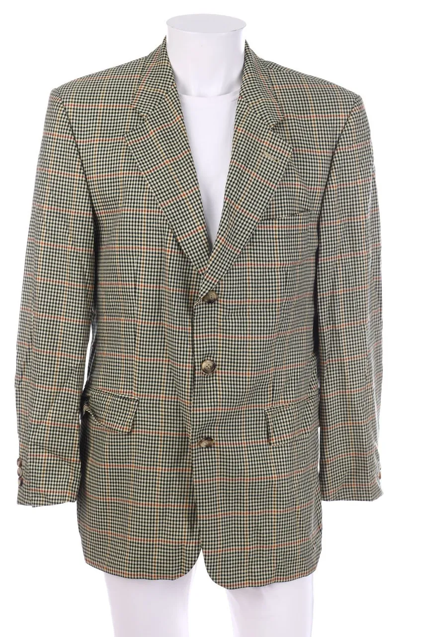 strellson - Vintage-Karo-Sakko aus Seiden-Mischung mit Schurwolle - 50